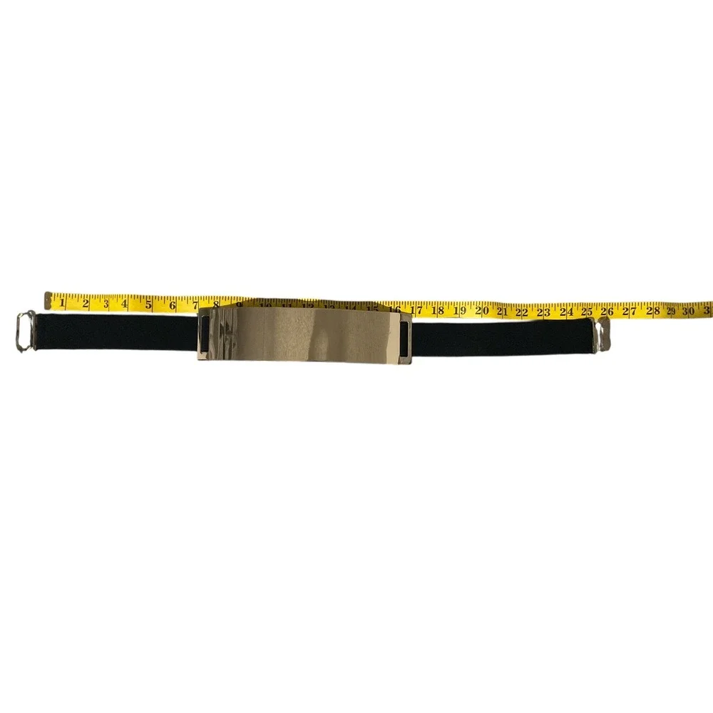 Womens Gold Tone Metallic Bar Elastic Waist‎ Belt Accent Accessory